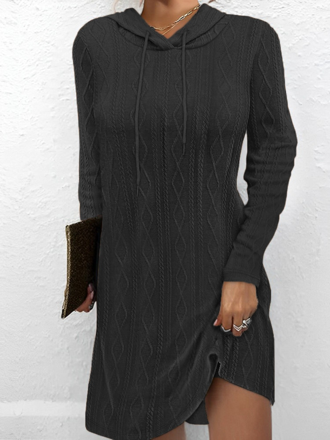 Cozy Cable Knit Hoodie Dress