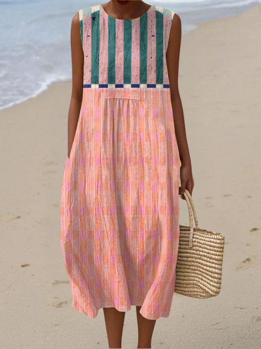Lily | Striped Pastel Midi Dress