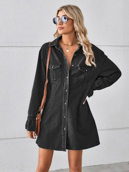 Coffee Run Denim Shirt Dress