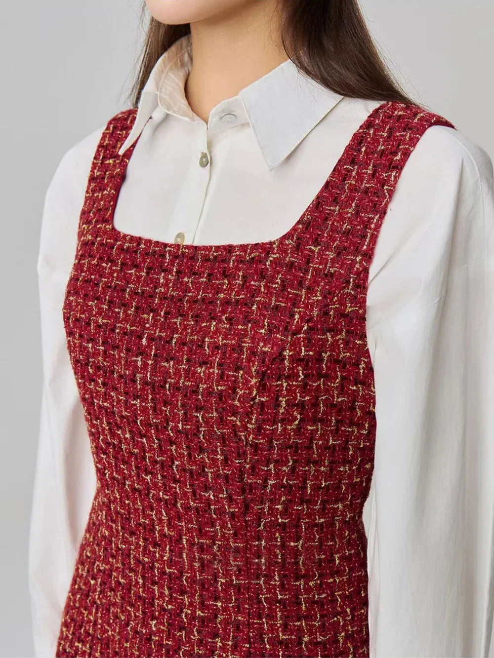 Tweed Charm Pinafore Dress