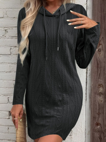 Cozy Cable Knit Hoodie Dress