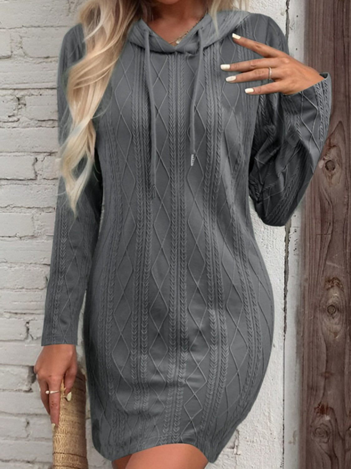 Cozy Cable Knit Hoodie Dress