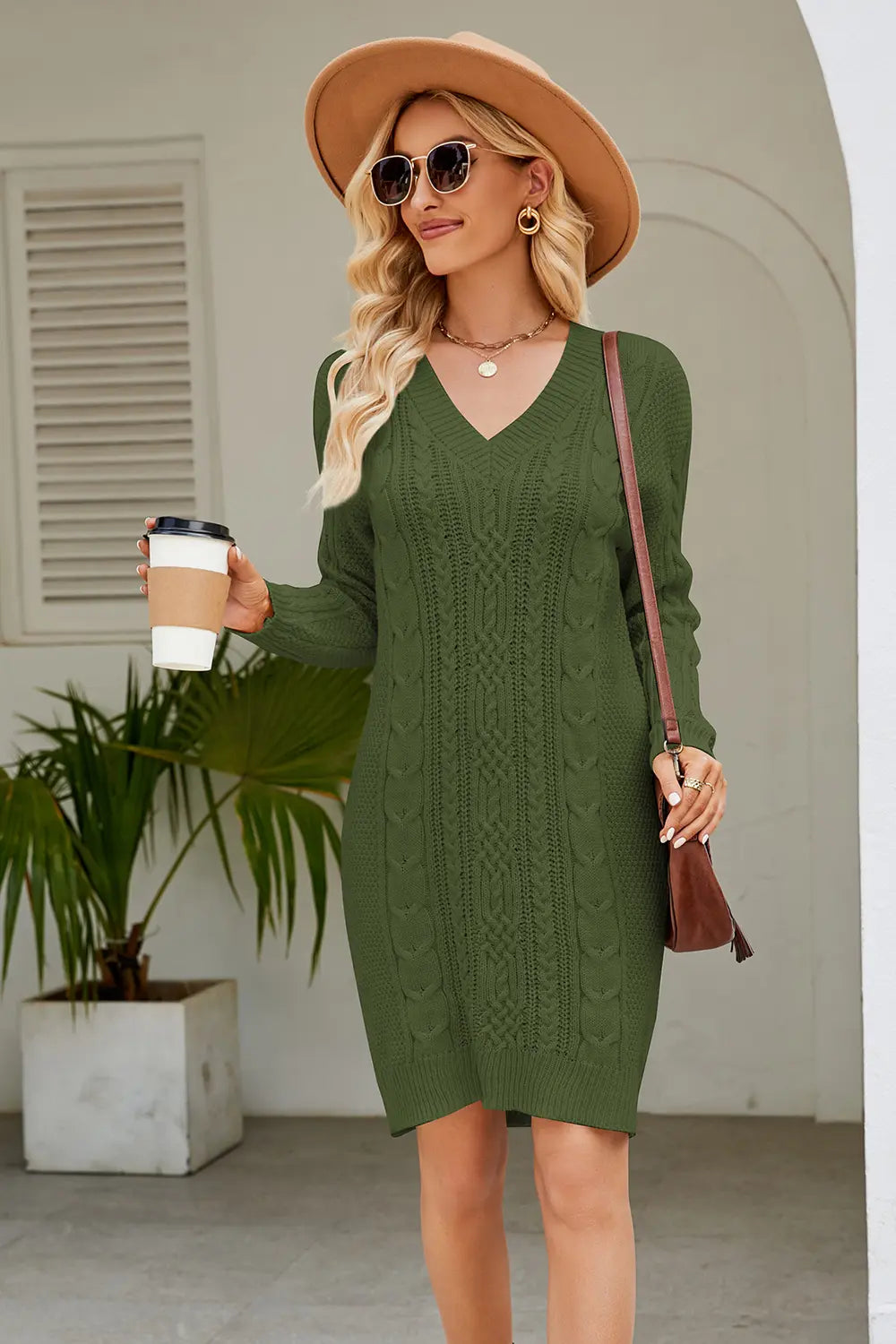 Winter Glow Cable Sweater Dress