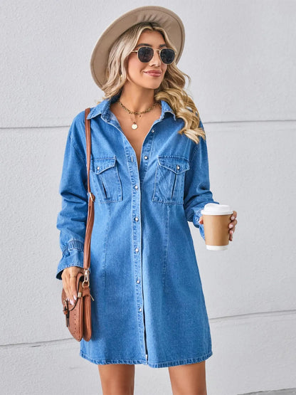 Coffee Run Denim Shirt Dress