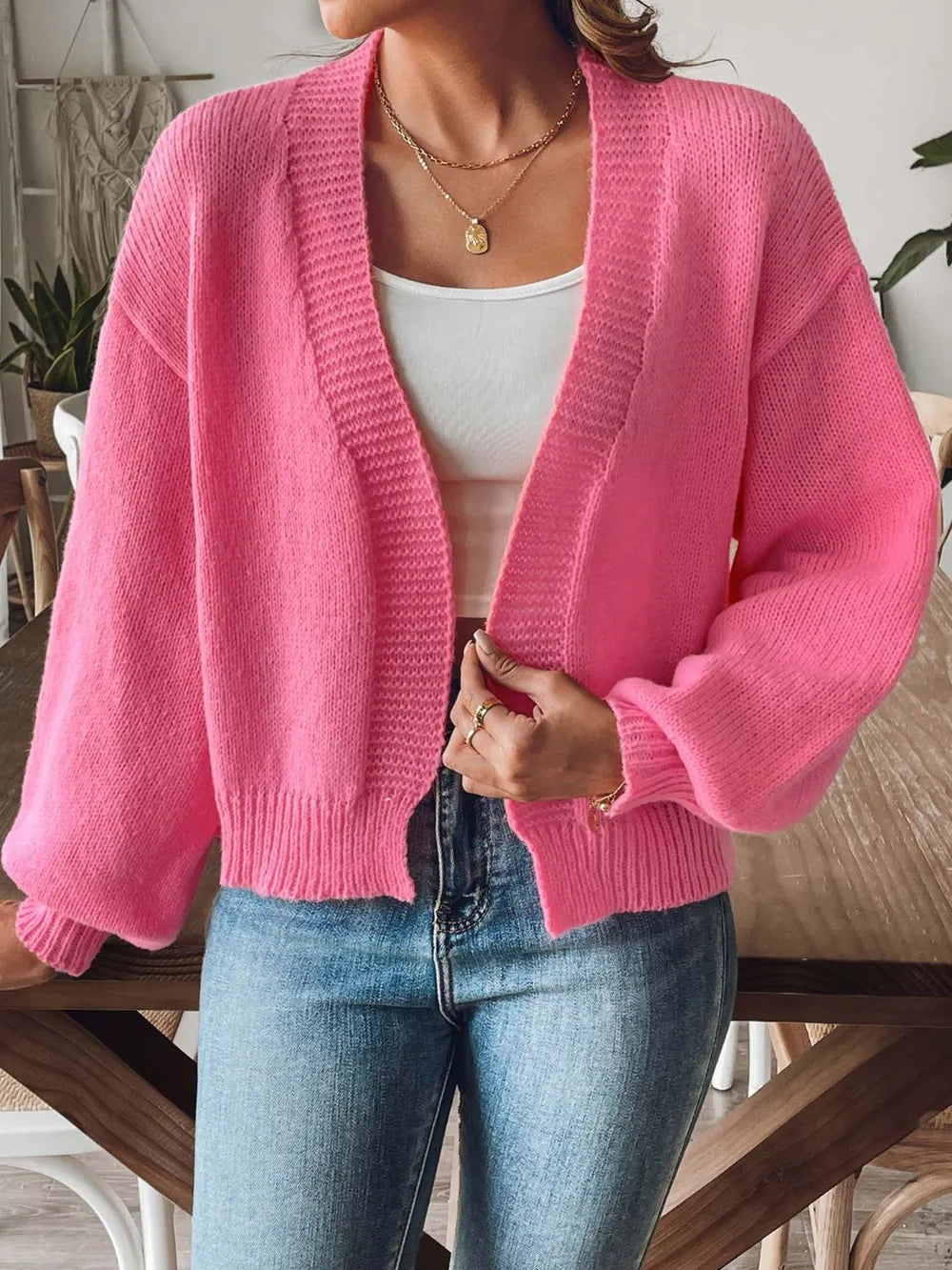 Rosette Knit Cardigan