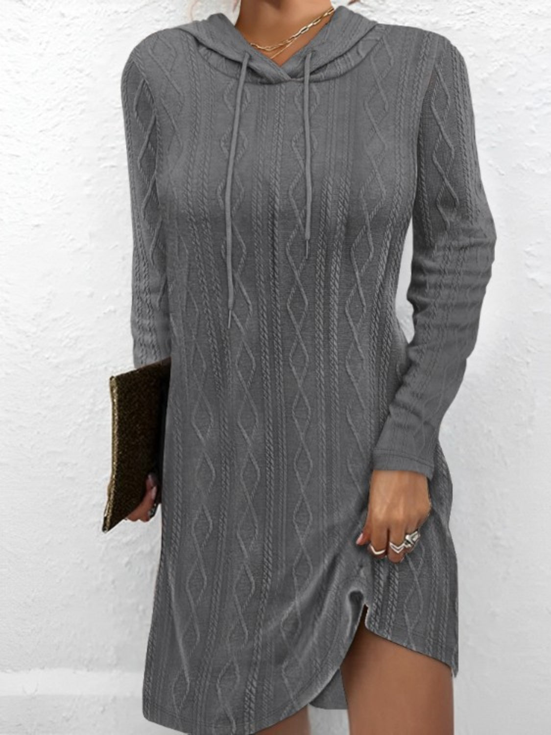 Cozy Cable Knit Hoodie Dress