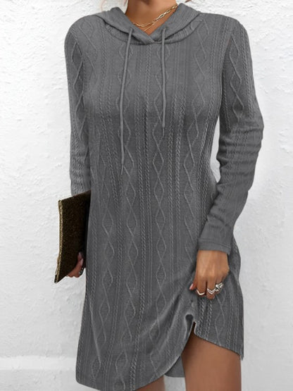 Cozy Cable Knit Hoodie Dress