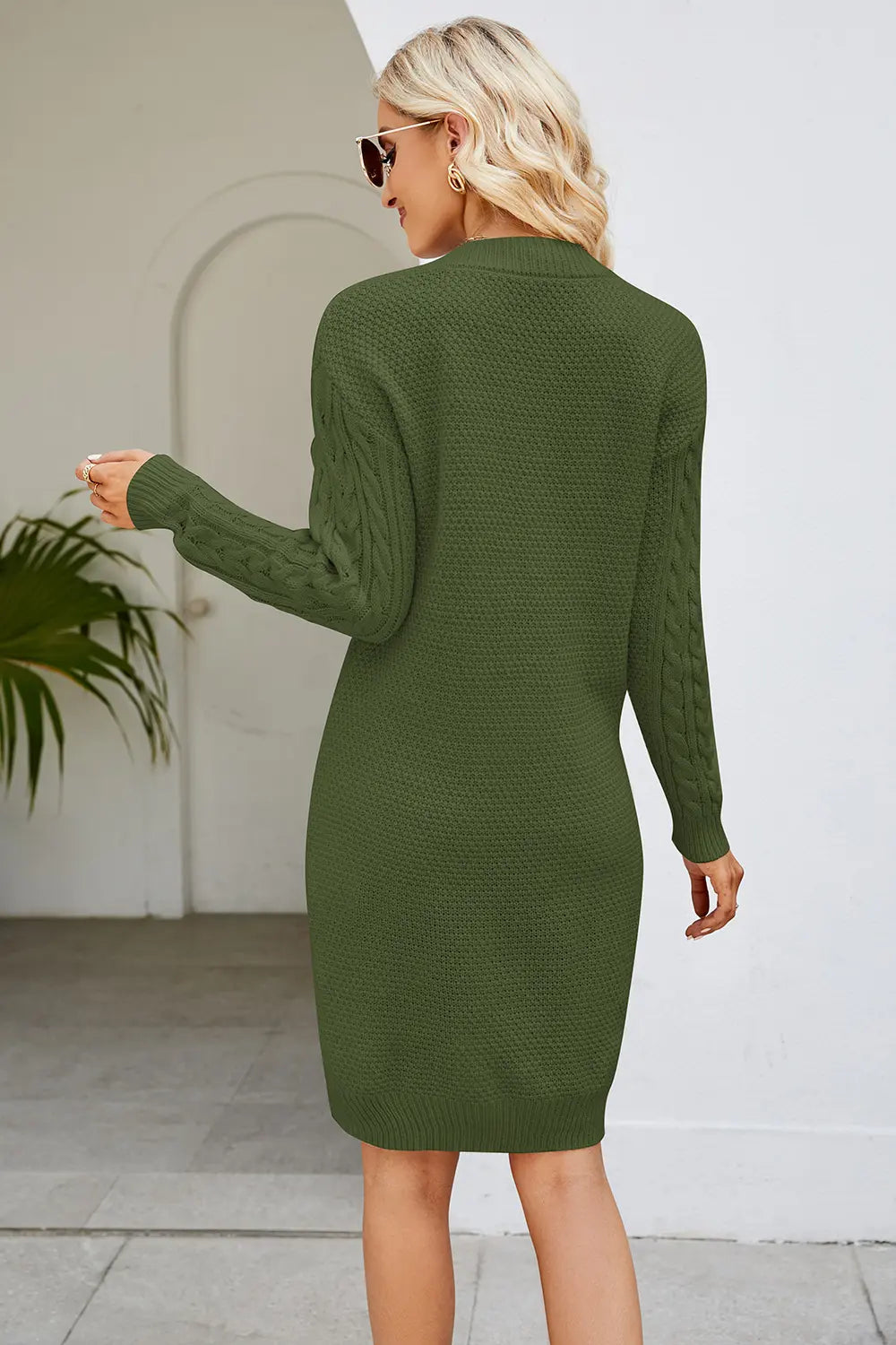 Winter Glow Cable Sweater Dress