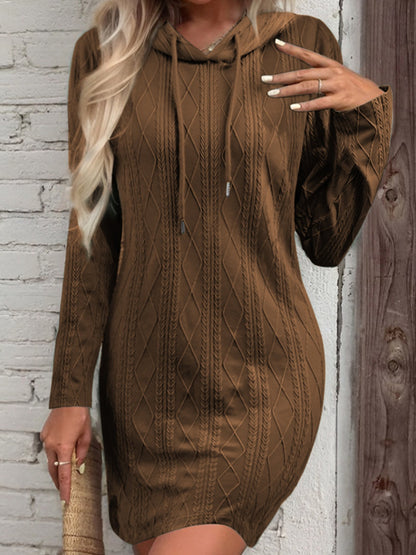 Cozy Cable Knit Hoodie Dress