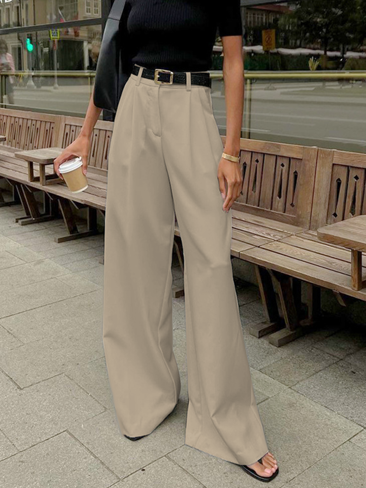 Maria | Women’s High Waist Wide Leg Trousers