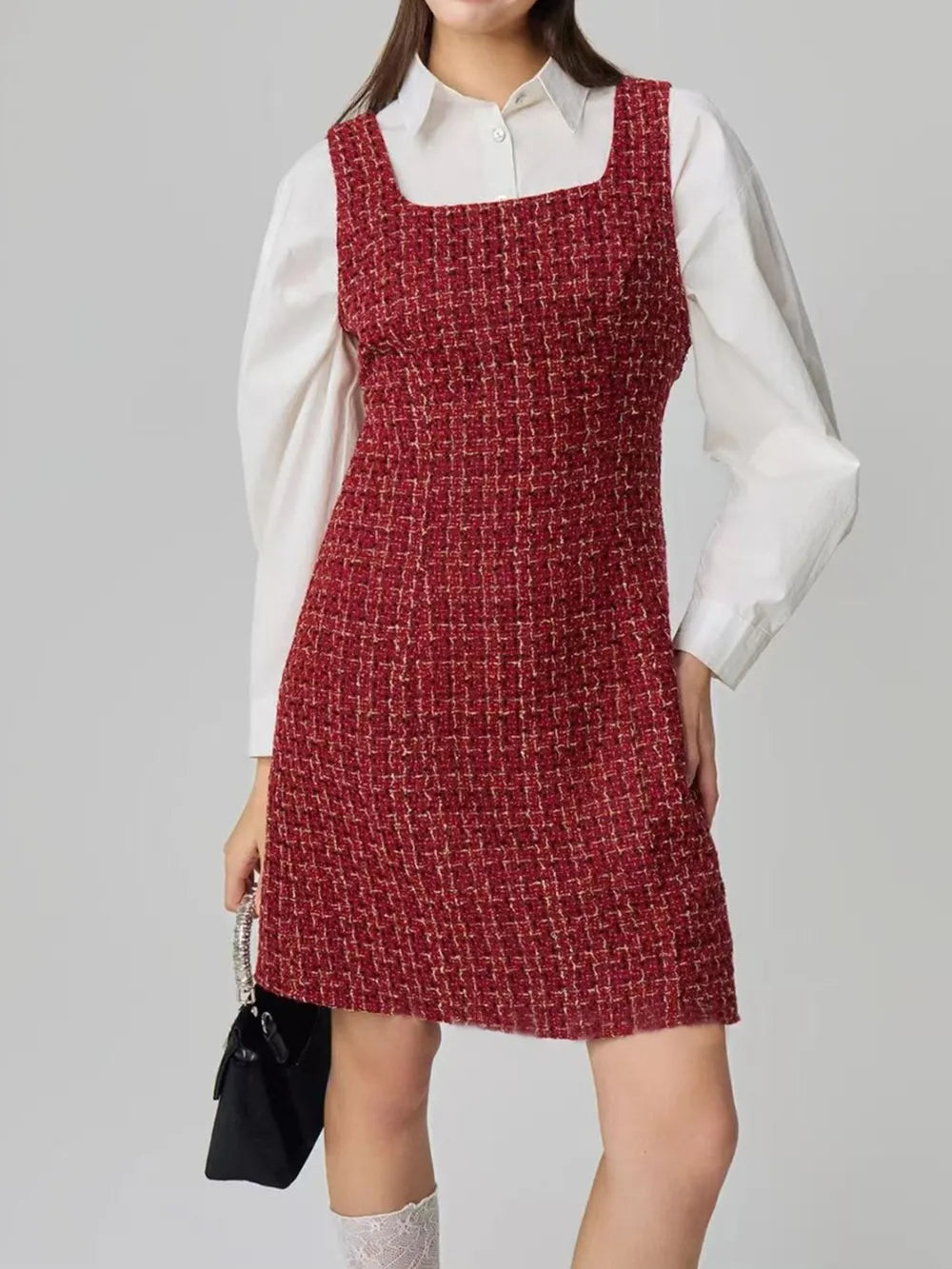 Tweed Charm Pinafore Dress