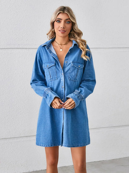Coffee Run Denim Shirt Dress