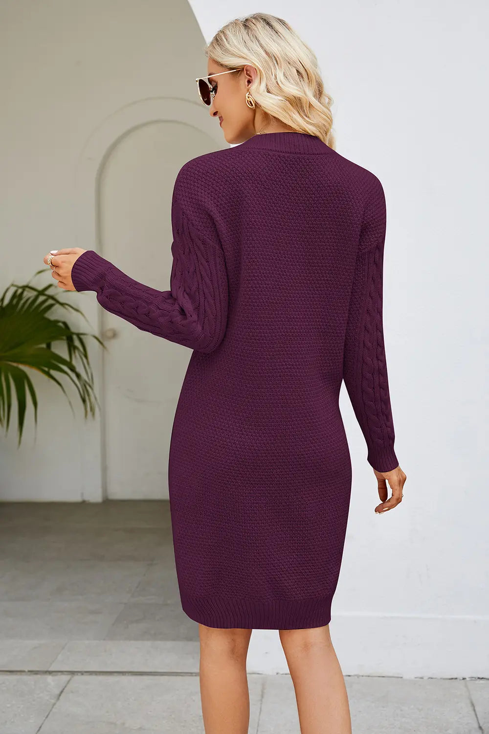 Winter Glow Cable Sweater Dress